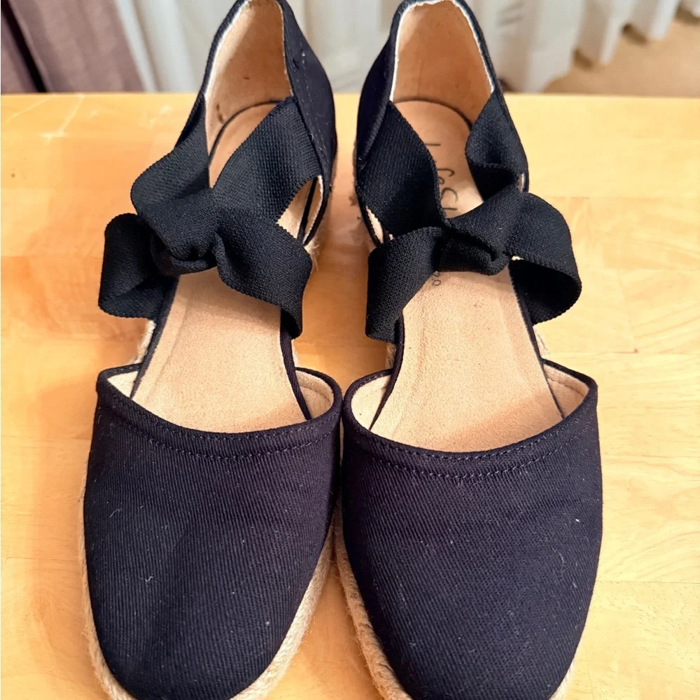 Black Espadrille Wedge Shoes